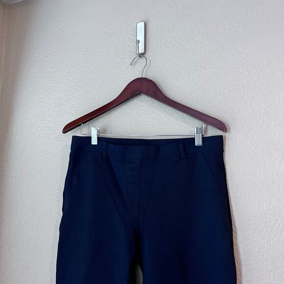 Quince Structured Legging Dress Pant Navy Blue Large Petite Rayon Stretch - Picture 4 of 7